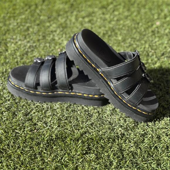 Dr. Martens Size 6 Blaire Flower Buckle Slide Sandals - Picture 2 of 7